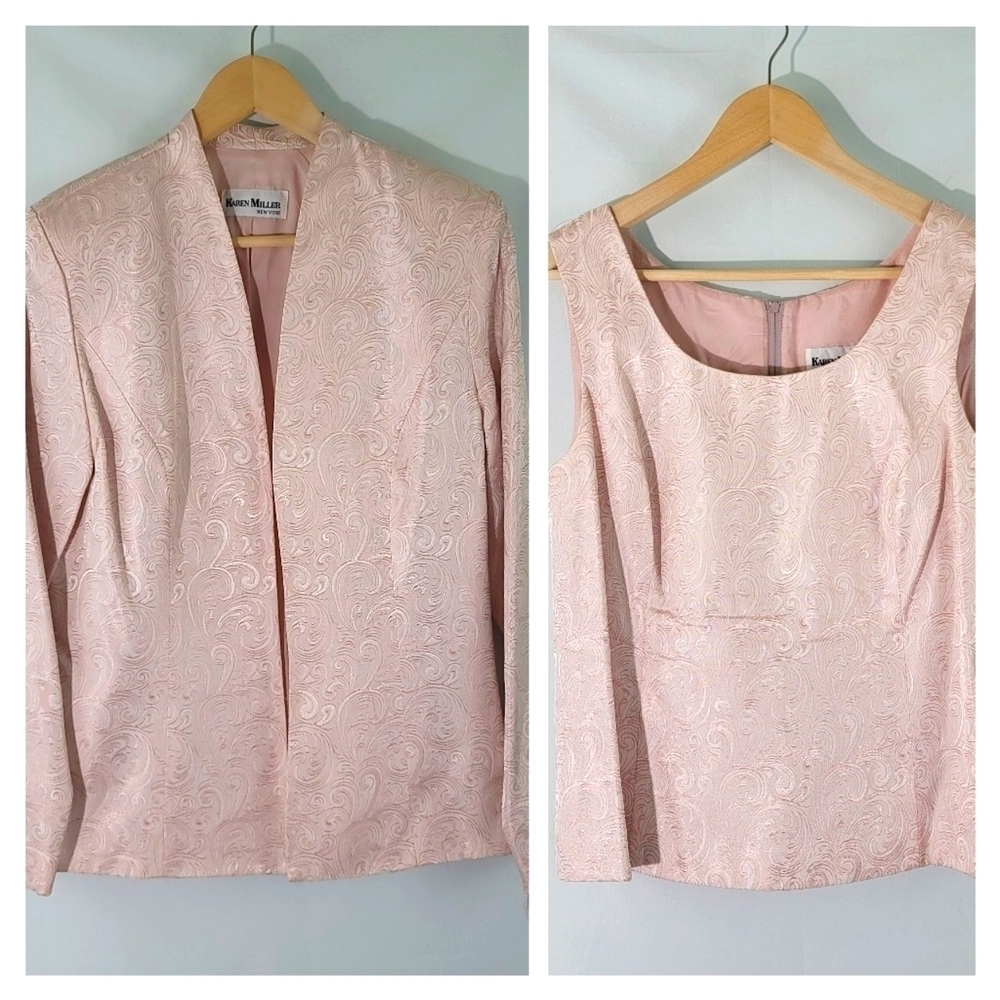 Karen Millen New York Pink Blush Paisley Fully Lined Blazer & Tank Top Set
